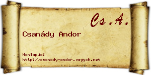 Csanády Andor névjegykártya